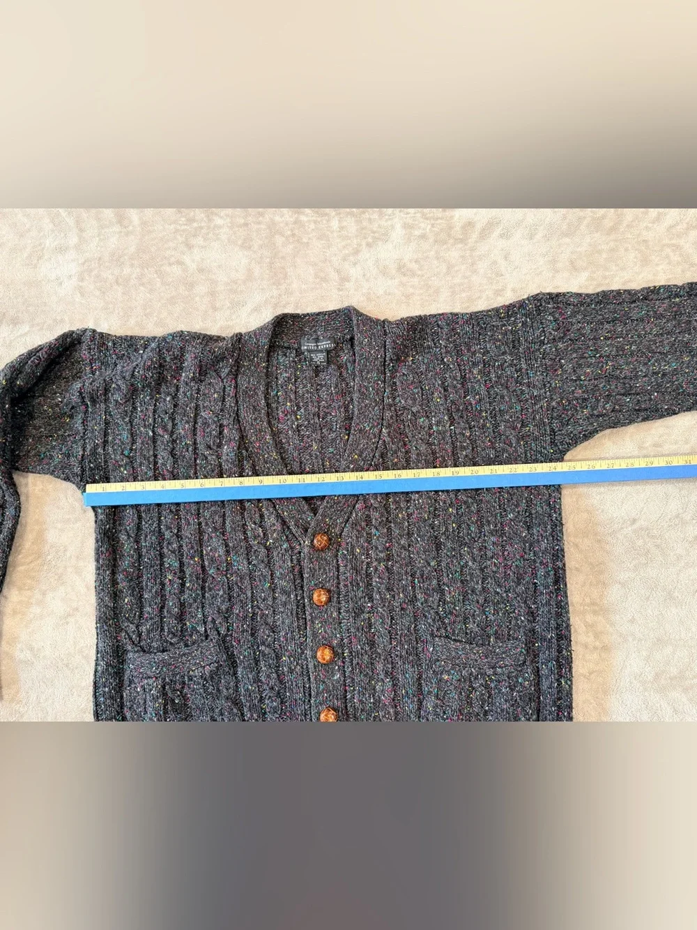 Vintage Limited Express Rainbow Confetti Cable Knit Cozy Grandmacore Cardigan M